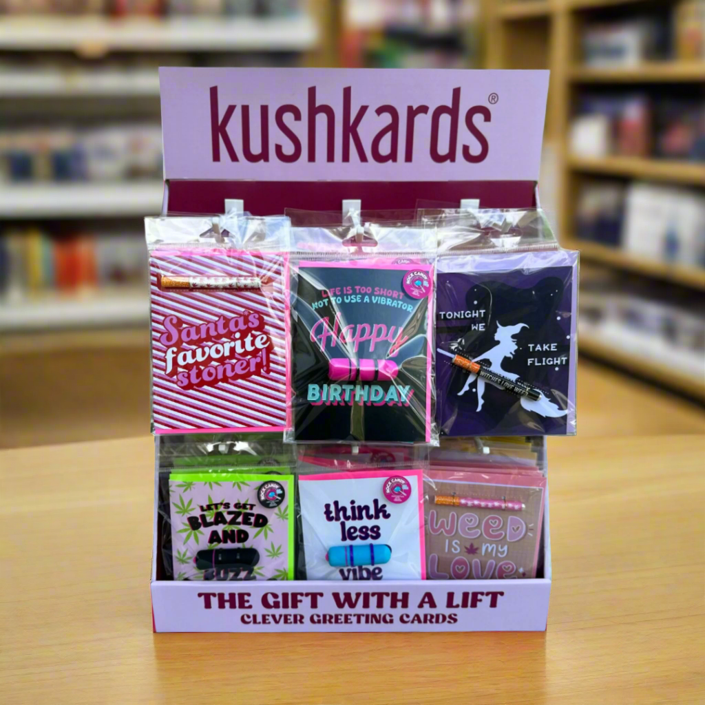 KushKard Counter Display with 2 Tiers and 6 Hooks for Greeting Cards