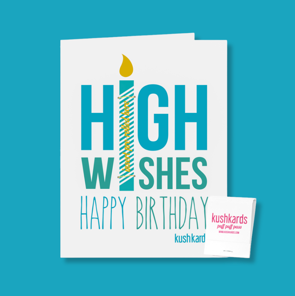 High Wishes Happy Birthday KushKard with Branded Matchbooks