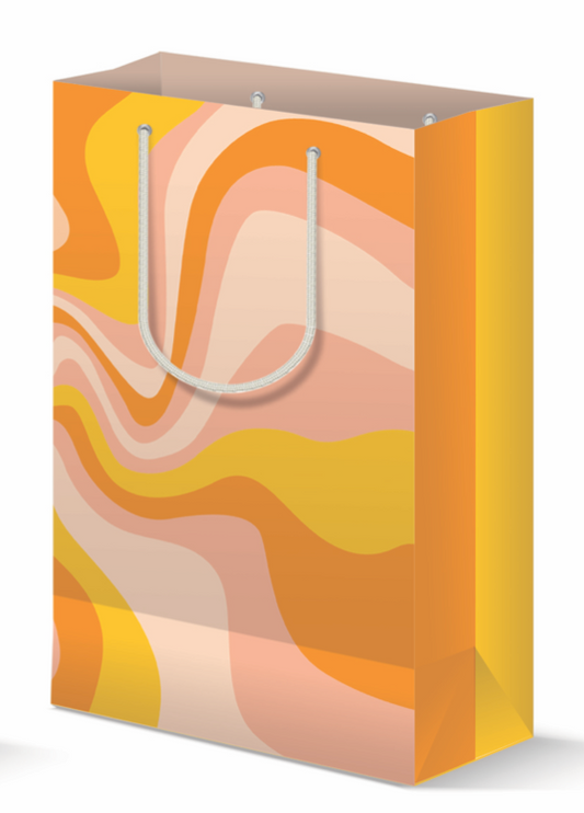 Orange Ombre Swirl Retro Large Gift Bag