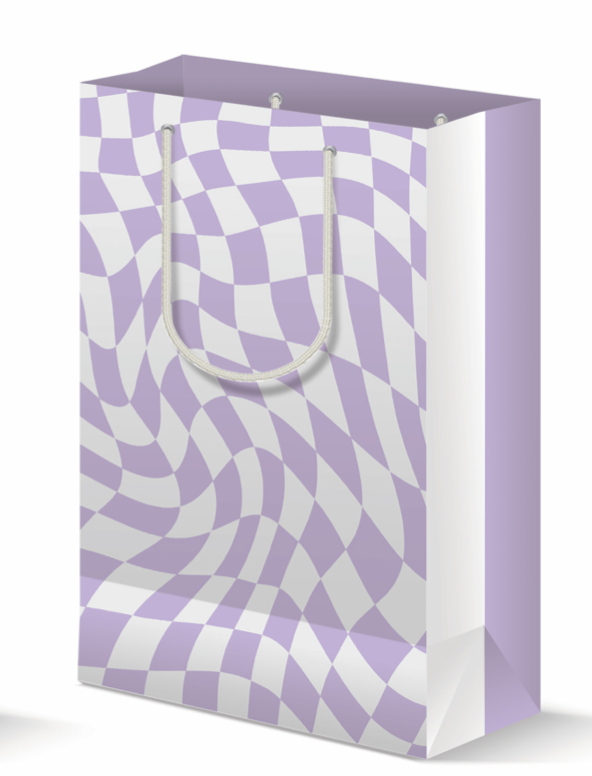 Purple and White Retro Large Gift Bag
