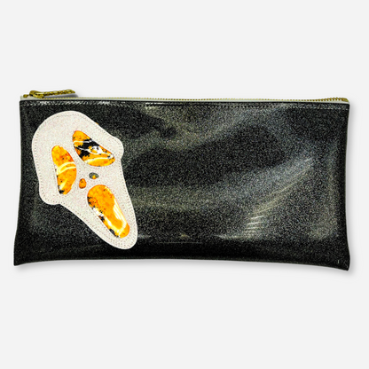 Classic Ghostface Kush Clutch with orange cannabis leaf glitter