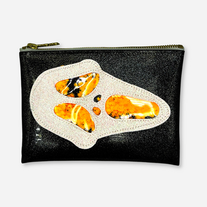 Midi Ghostface Kush Clutch with orange cannabis leaf glitter