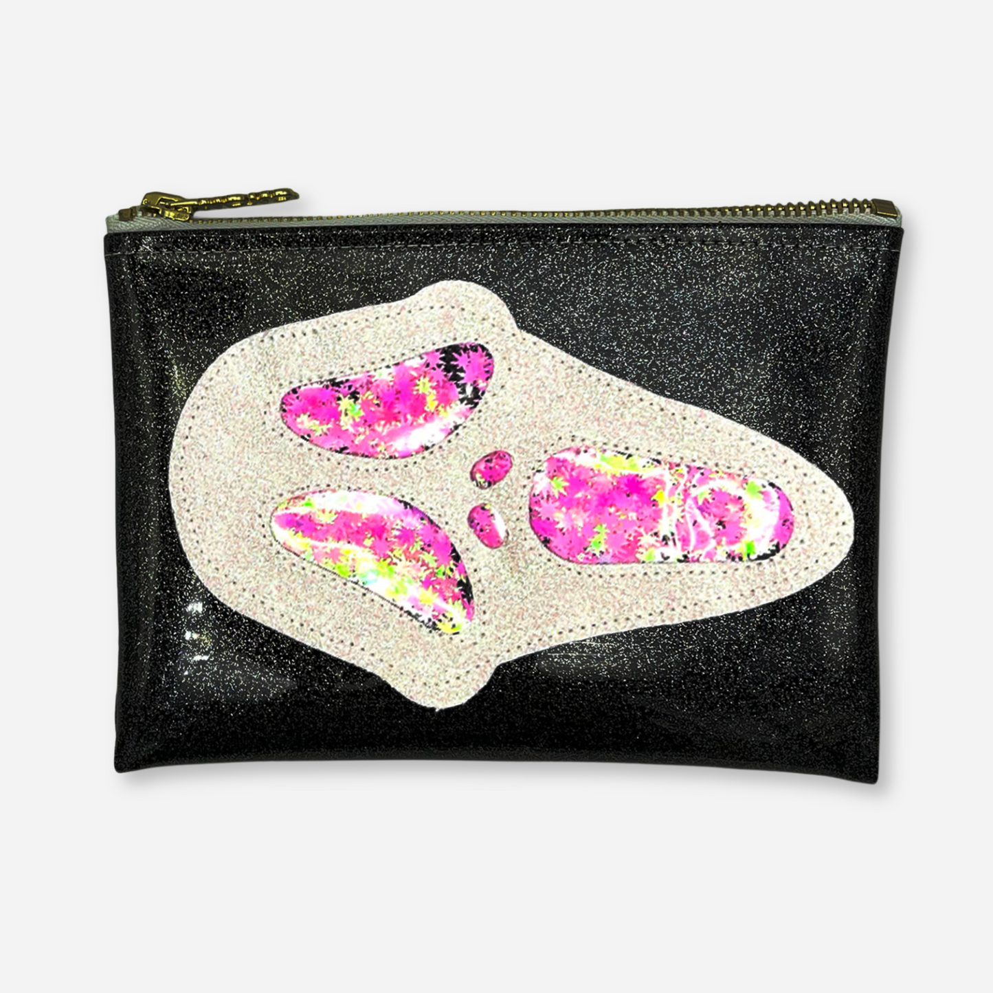 Midi Ghostface Kush Clutch with pink cannabis leaf glitter