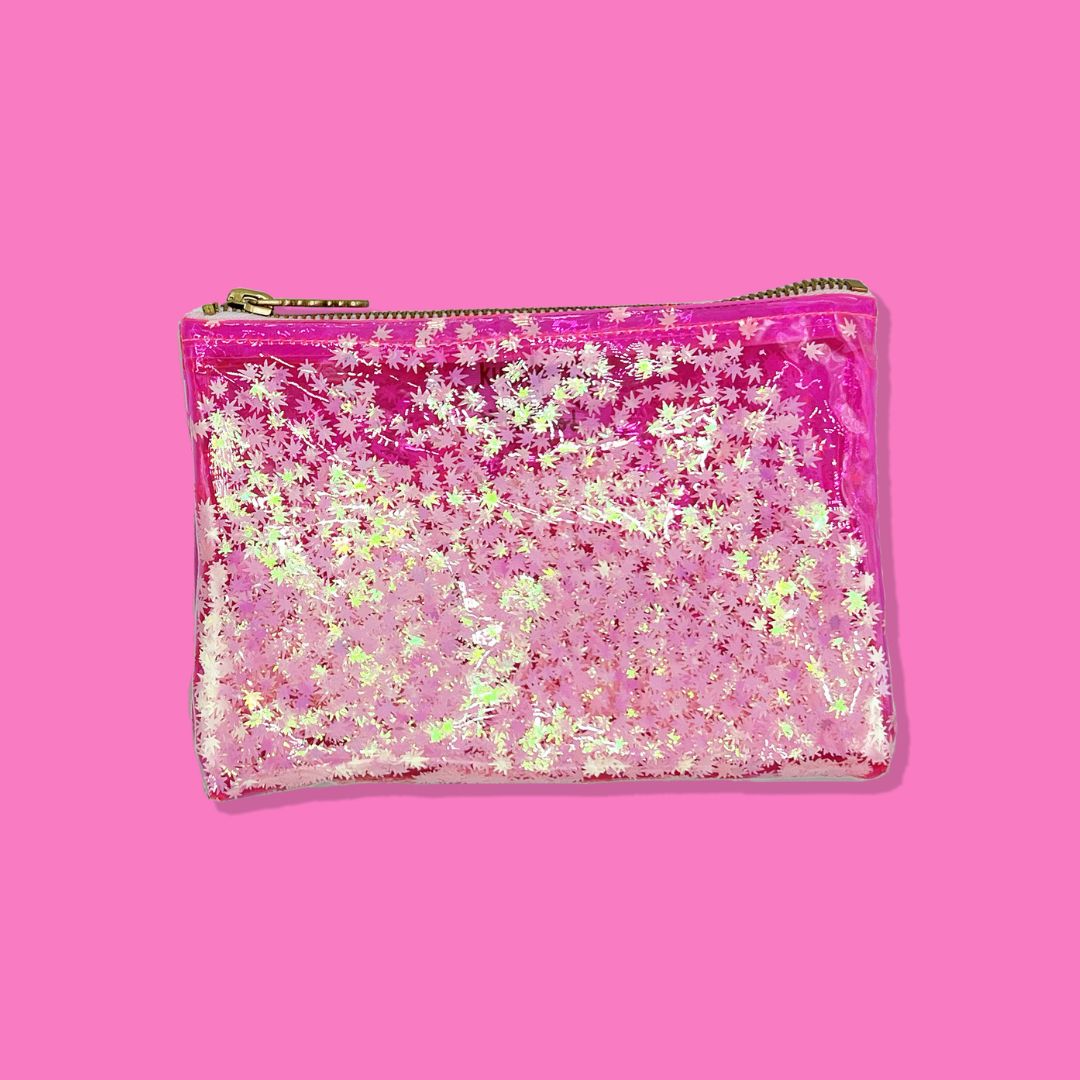 Pink Cannabis Confetti Midi Kush Clutch