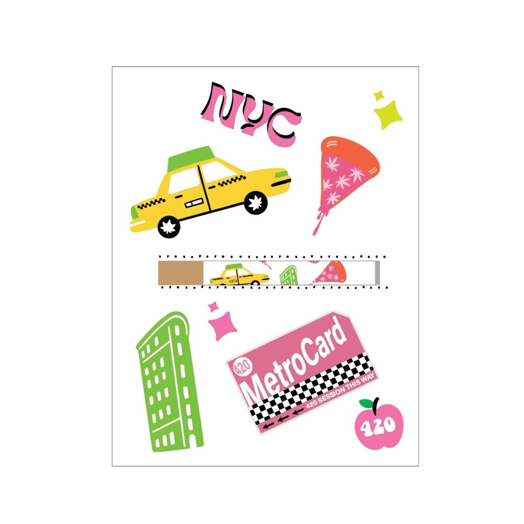 NYC print cannabis greeting card