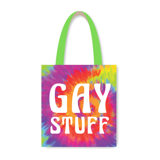 Gay Stuff Rainbow Tie Dye Reusable Shopping Tote Bag