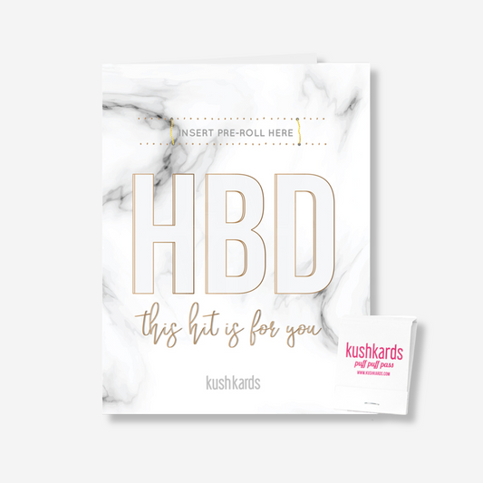 Elegant Marble Birthday Card with pre-roll slot and matchbook