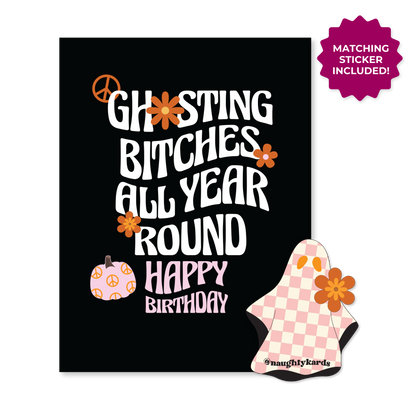 Ghosting Birthday Card w/Matching Sticker