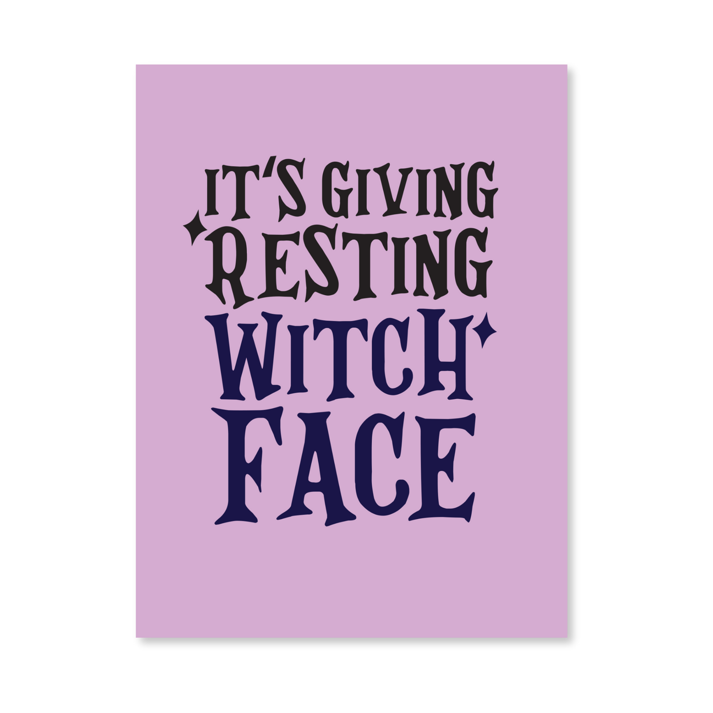 Resting Witch Face Naughty Greeting Card w/Matching Sticker