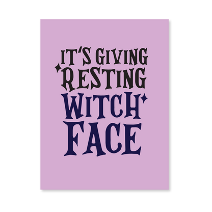 Resting Witch Face Naughty Greeting Card w/Matching Sticker