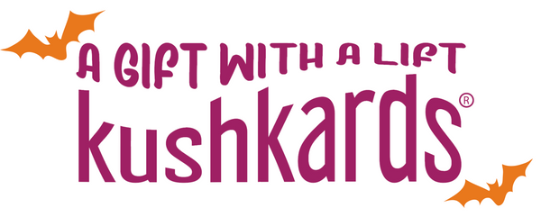 A GIFT WITH A LIFT KUSHKARD LOGO WITH TWO BATS IN ORANGE