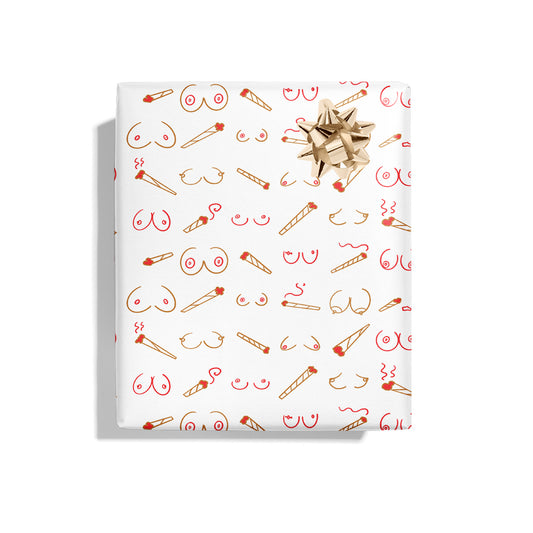 Doobies and Boobies Naughty Wrapping Paper