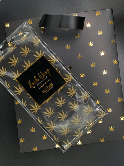 Black & Gold Pot Leaf Print Gift Bag & Tissue Paper