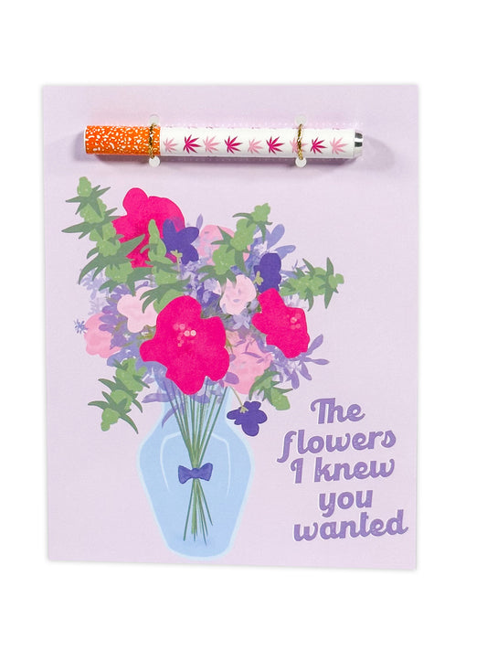 Flowers Greeting Card with One-Hitter Pipe