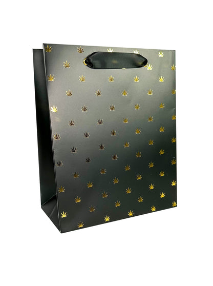 Black & Gold Pot Leaf Print Gift Bag & Tissue Paper