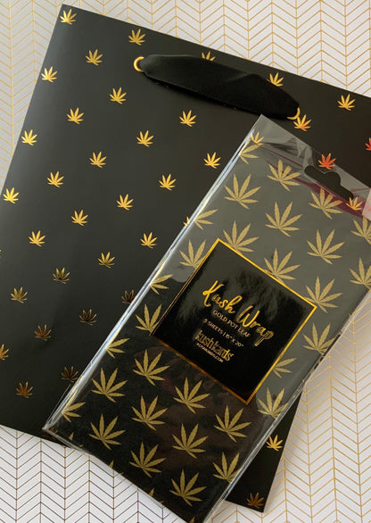 Black & Gold Pot Leaf Print Gift Bag & Tissue Paper