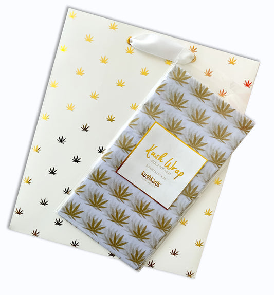 White & Gold Pot Leaf Print Gift Bag & Tissue Paper