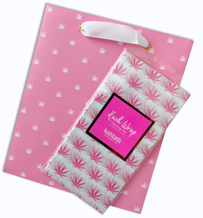 Pink & White Pot Leaf Print Gift Bag & Tissue Paper