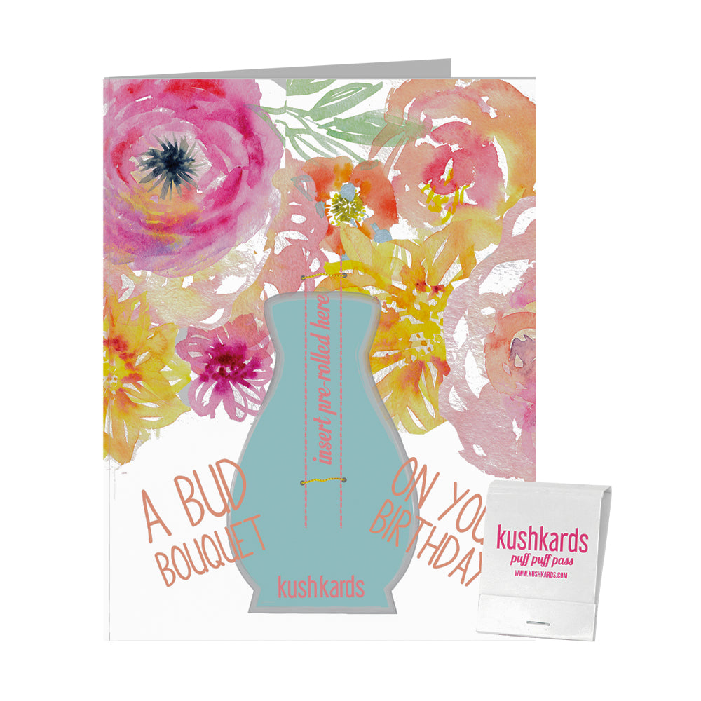 Bud Bouquet Birthday Card with One-Hitter Pipe