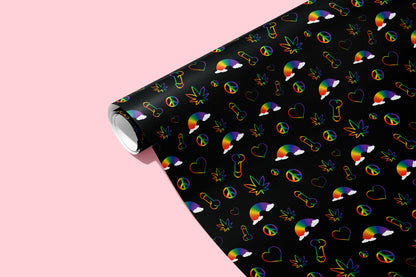 Rainbow Penis Naughty Wrapping Paper